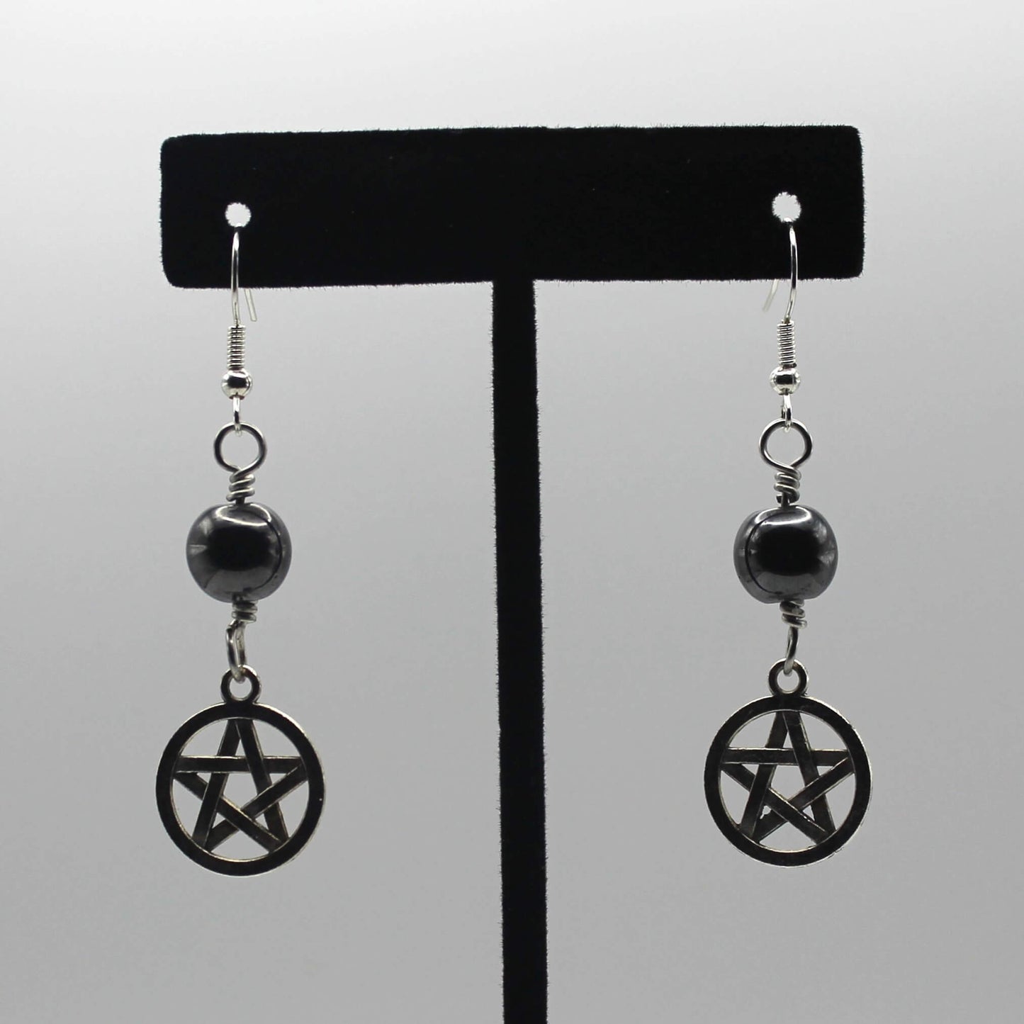 Hematite Pentacle Earrings