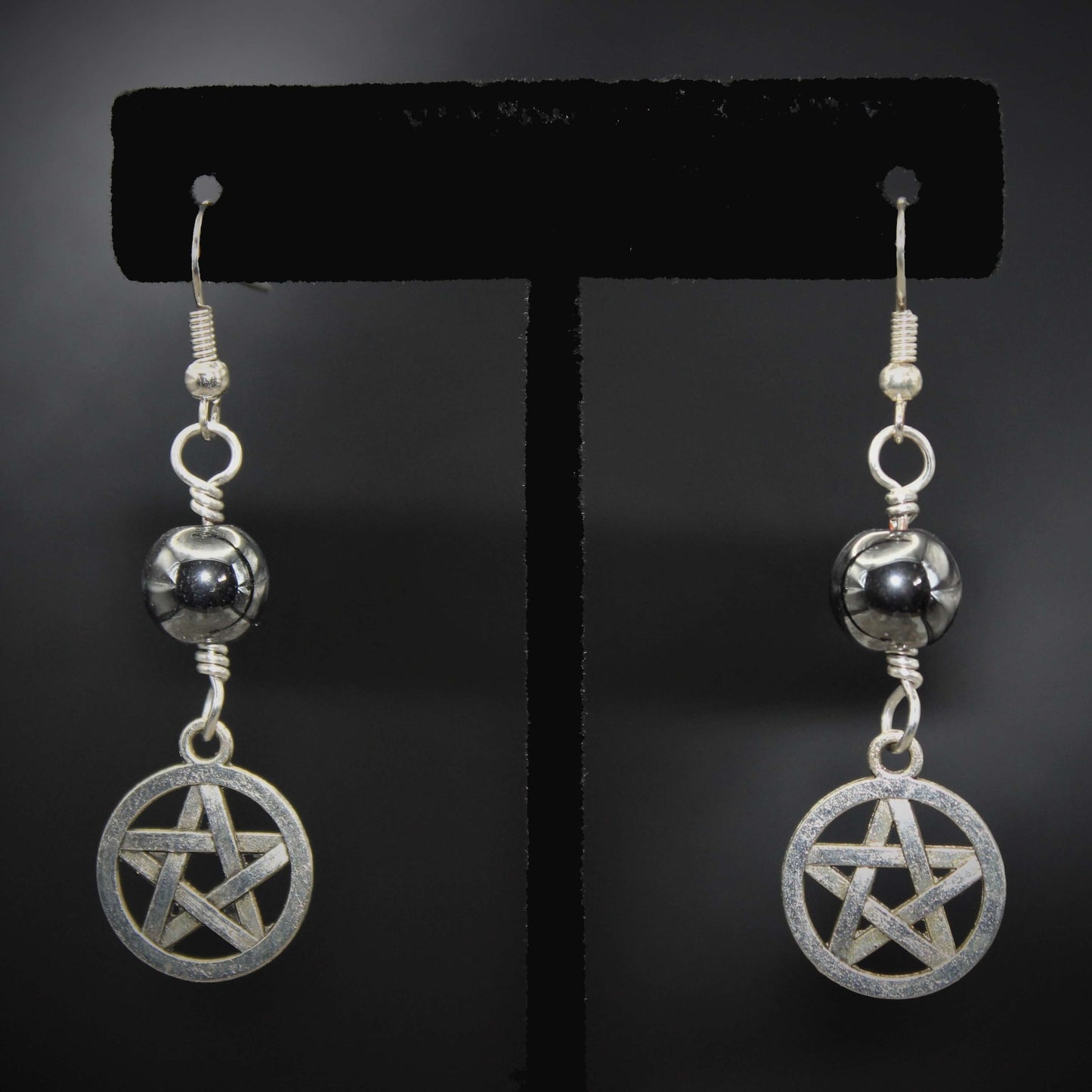 Hematite Pentacle Earrings