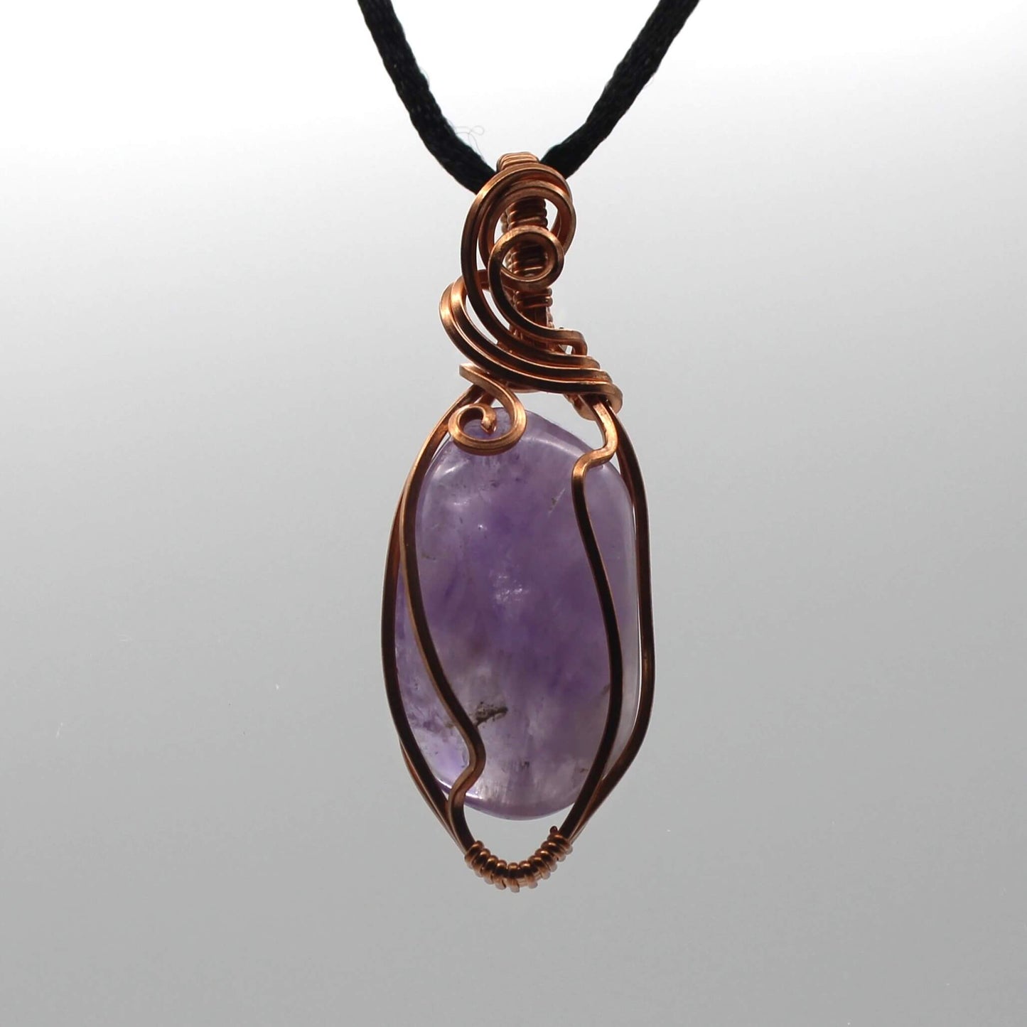 Amethyst & Bare Copper Wire Wrapped Pendant