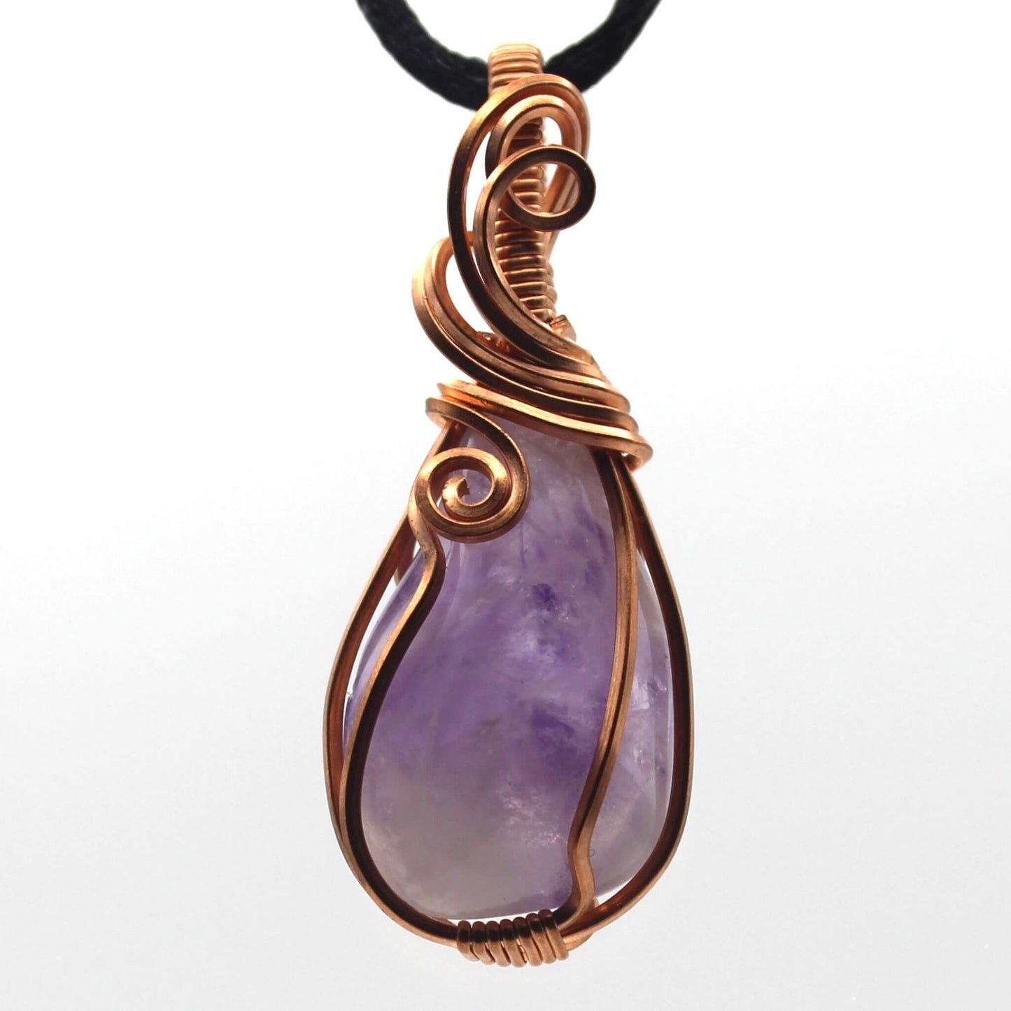 Amethyst & Bare Copper Wire Wrapped Pendant