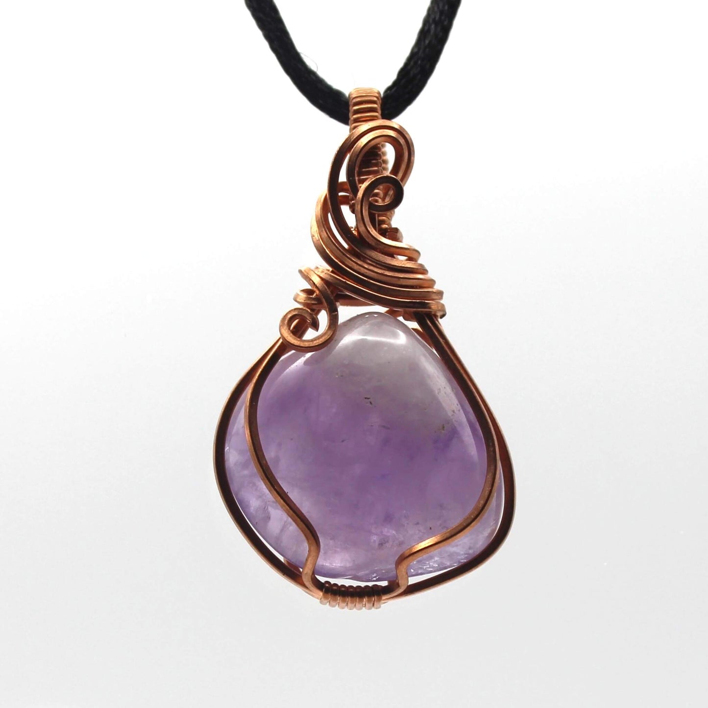 Amethyst & Bare Copper Wire Wrapped Pendant