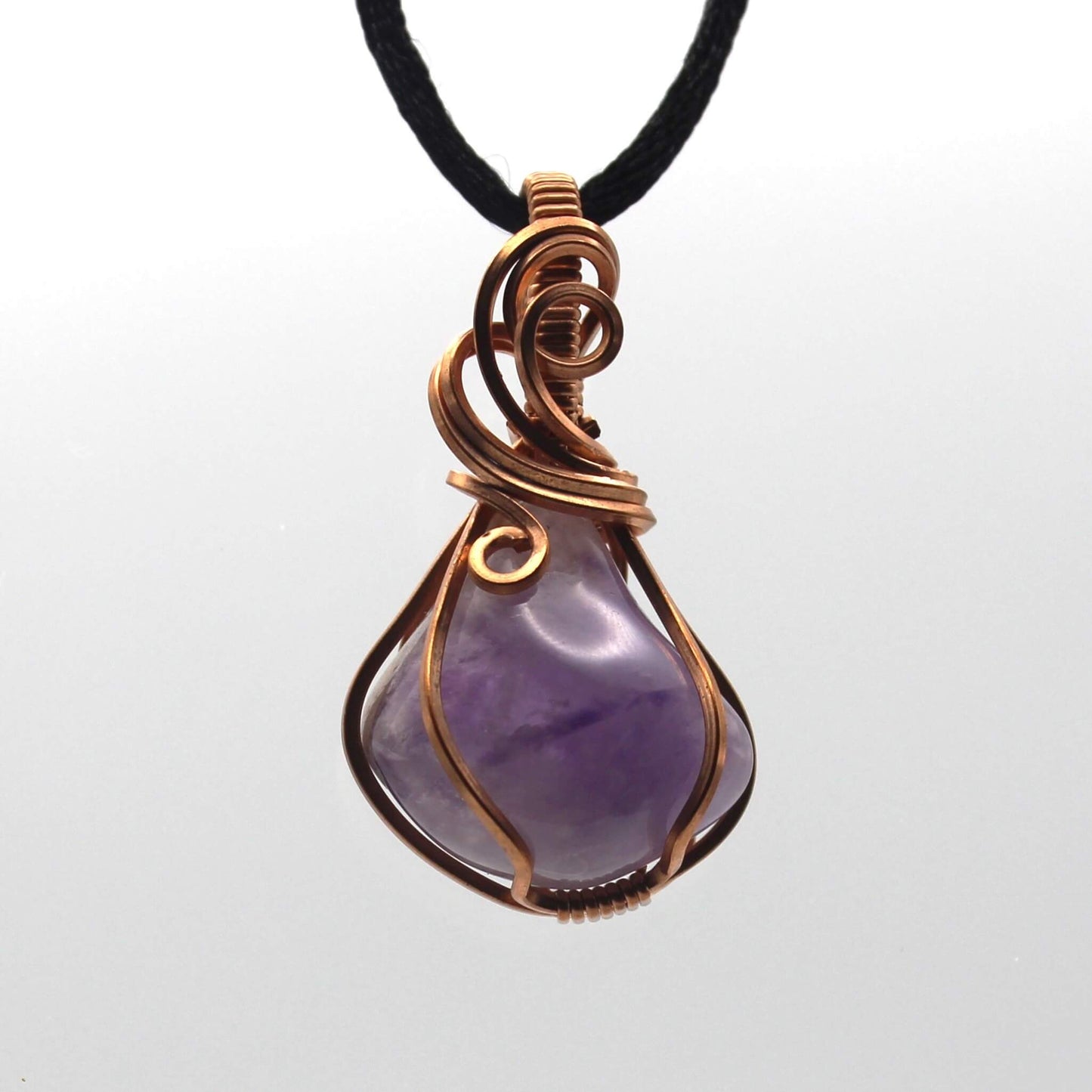 Amethyst & Bare Copper Wire Wrapped Pendant