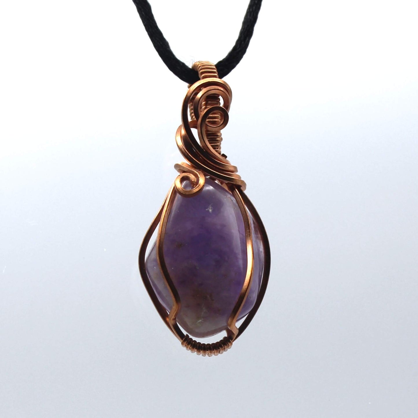 Amethyst & Bare Copper Wire Wrapped Pendant