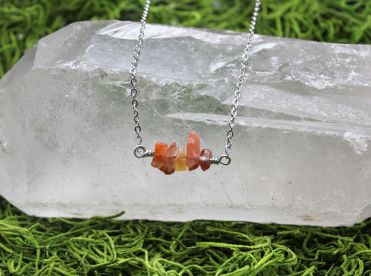 Red Agate Chip Bead Necklace