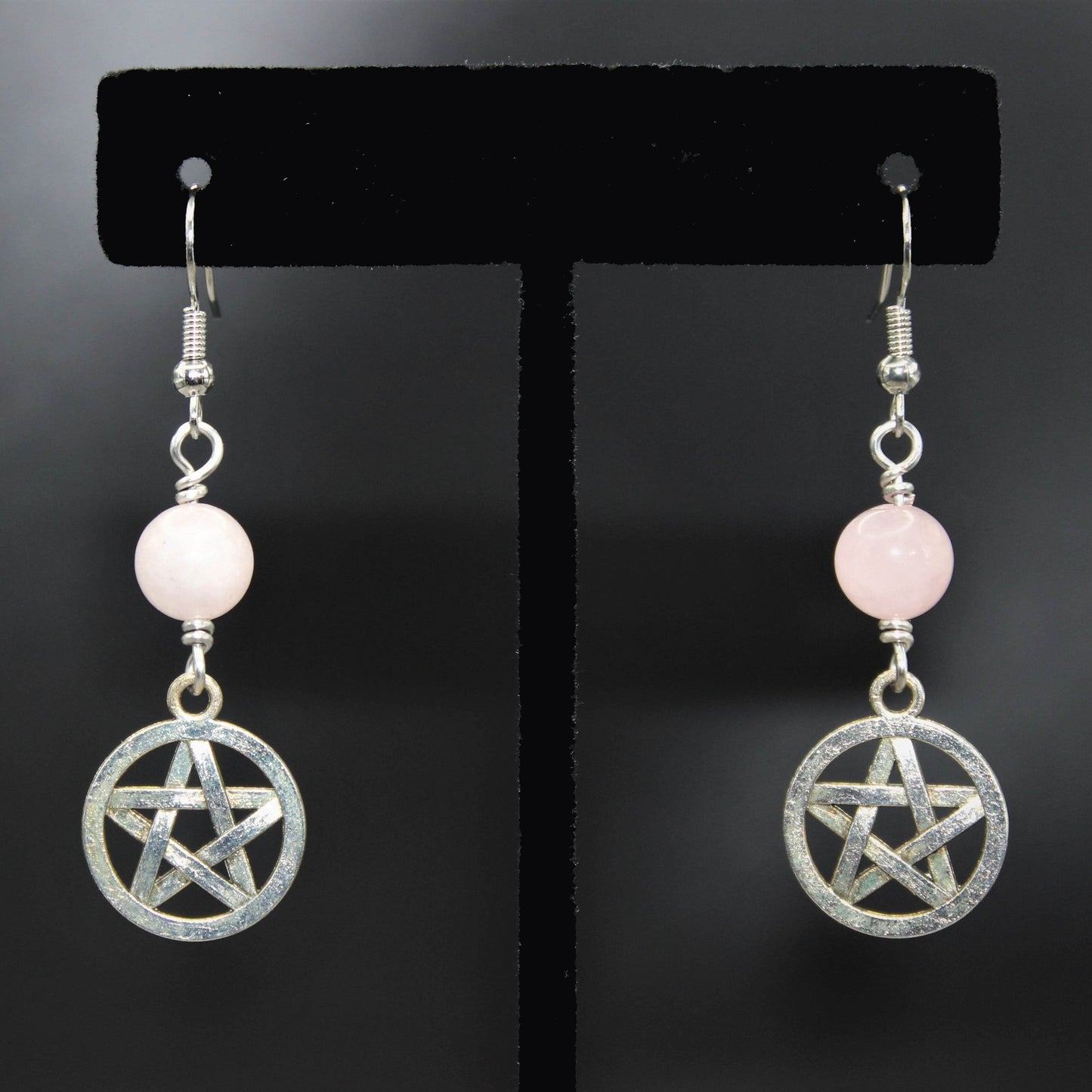 Rose Quartz Pentacle Earrings