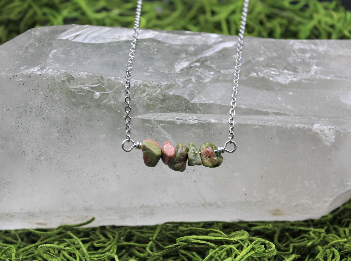 Unakite Gemstone Chip Necklace