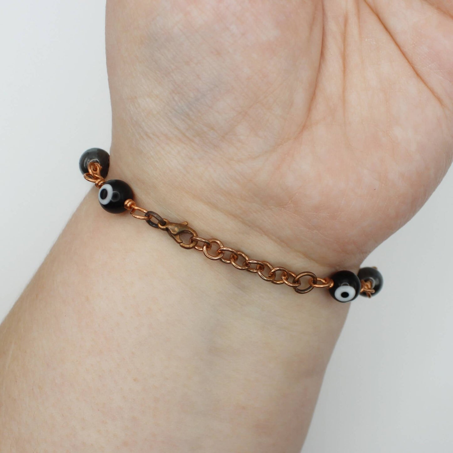 Black Nazar Evil Eye Amulet Bracelet in Bare Copper