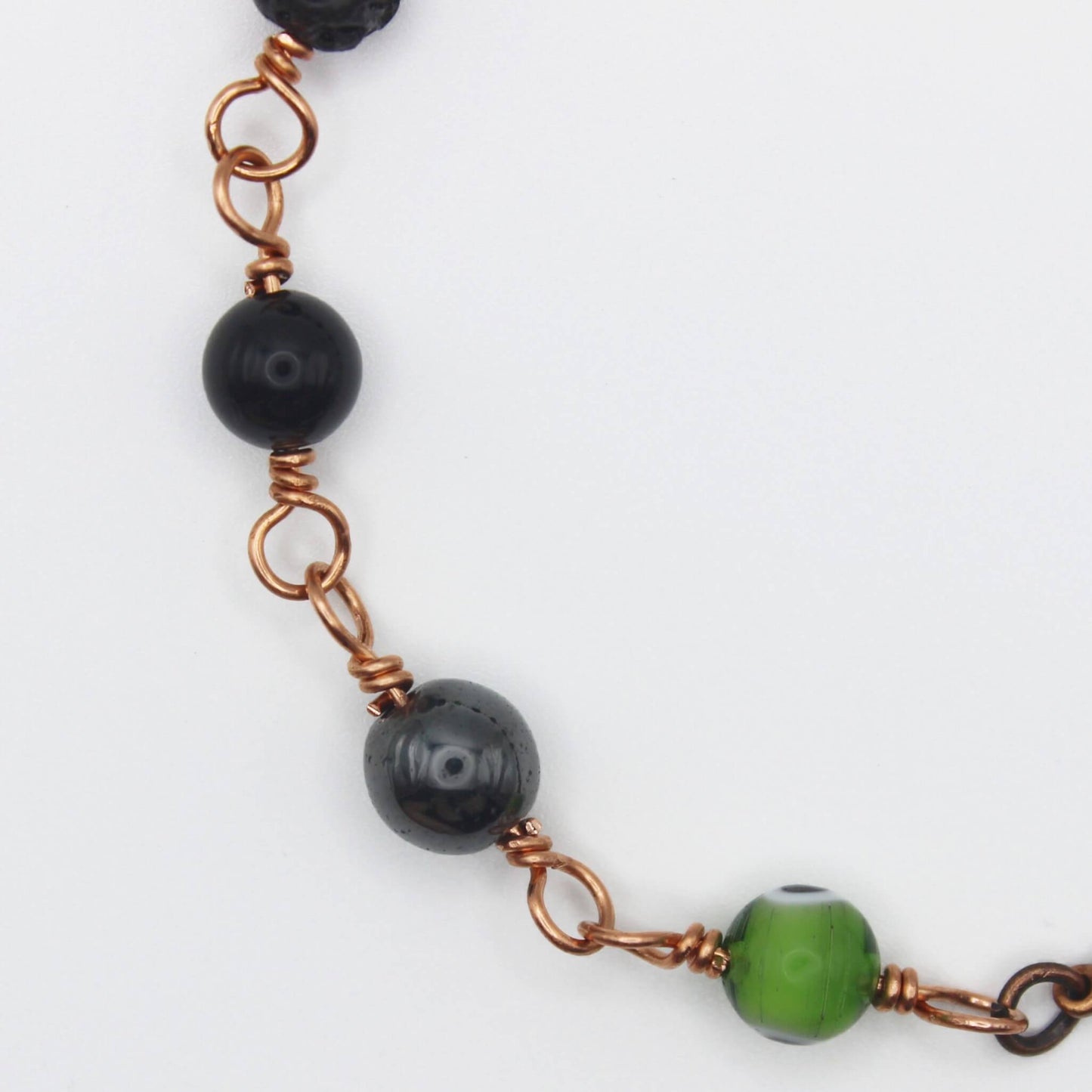 Green Nazar Evil Eye Amulet Bracelet in Bare Copper