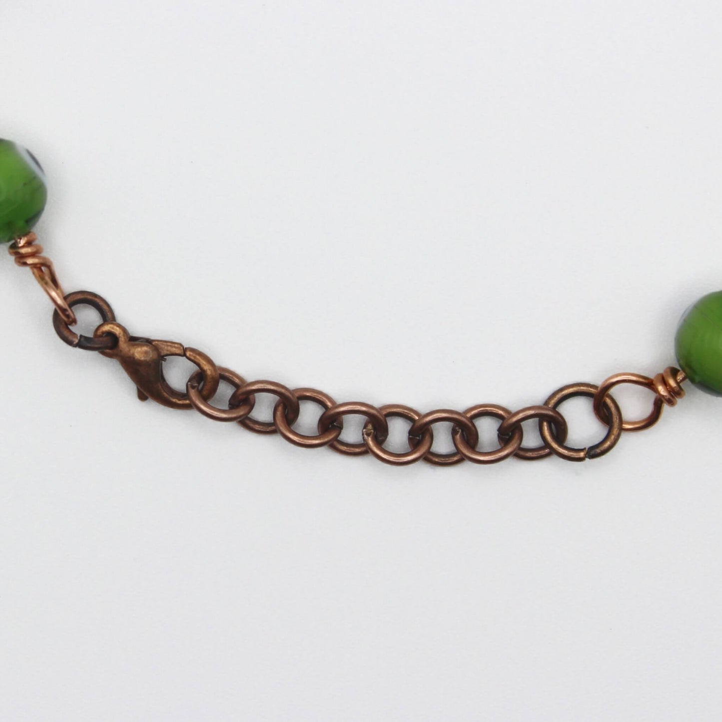 Green Nazar Evil Eye Amulet Bracelet in Bare Copper