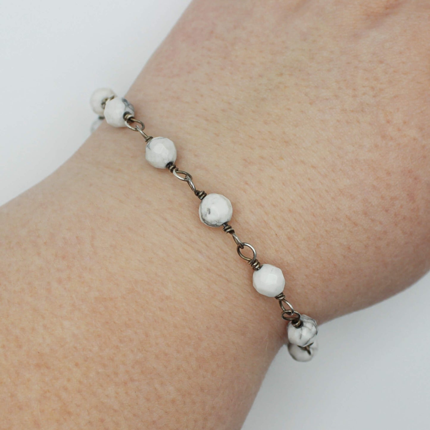 Howlite Bracelet in Antique Sterling Silver