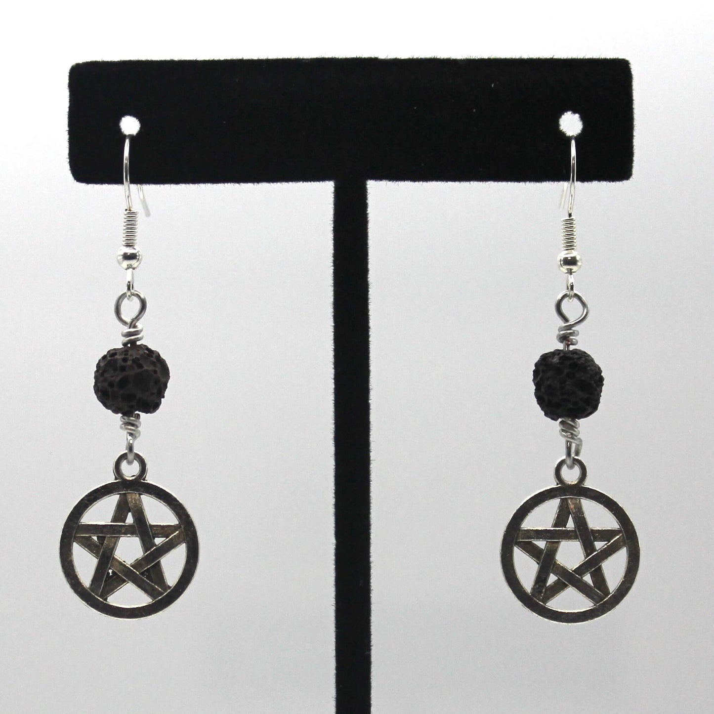 Lava Rock Pentacle Earrings