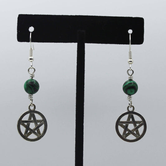 Malachite Pentacle Earrings