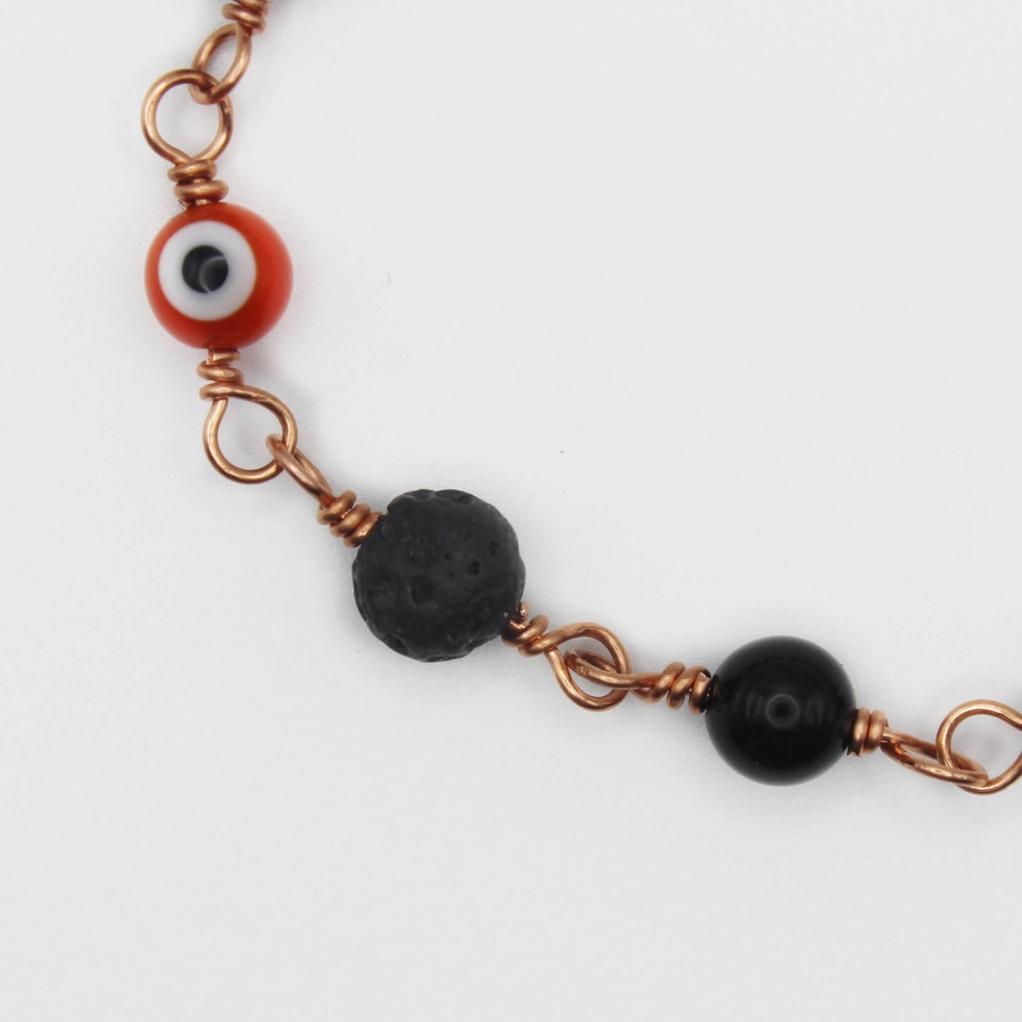 Orange Nazar Evil Eye Amulet Bracelet in Bare Copper