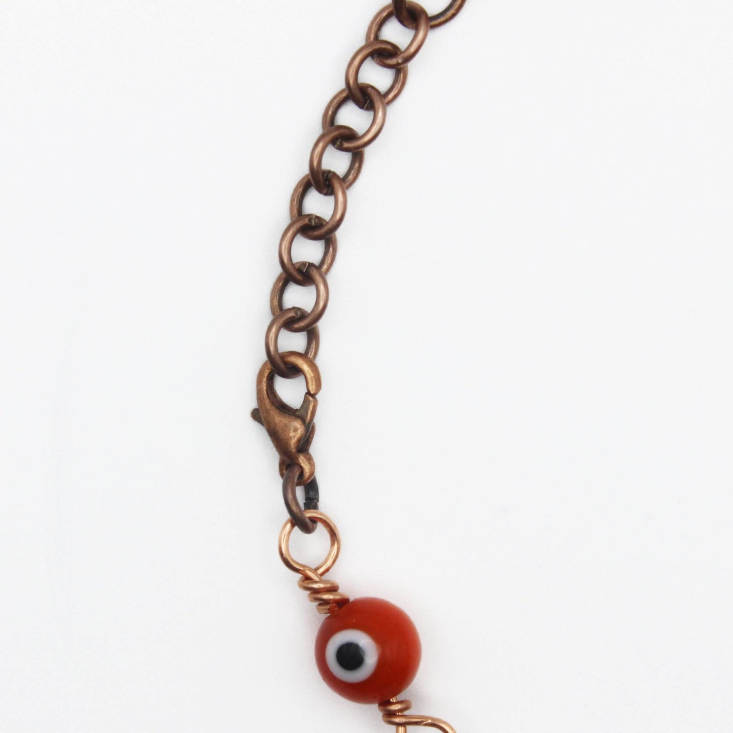 Orange Nazar Evil Eye Amulet Bracelet in Bare Copper