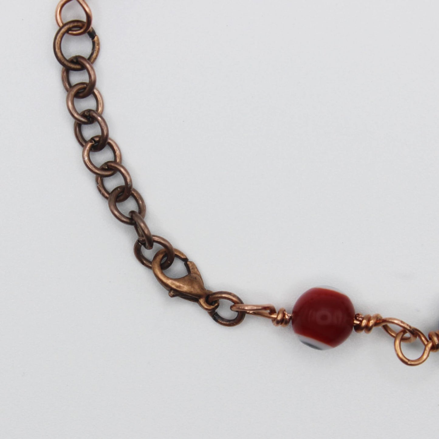 Red Nazar Evil Eye Amulet Bracelet in Bare Copper