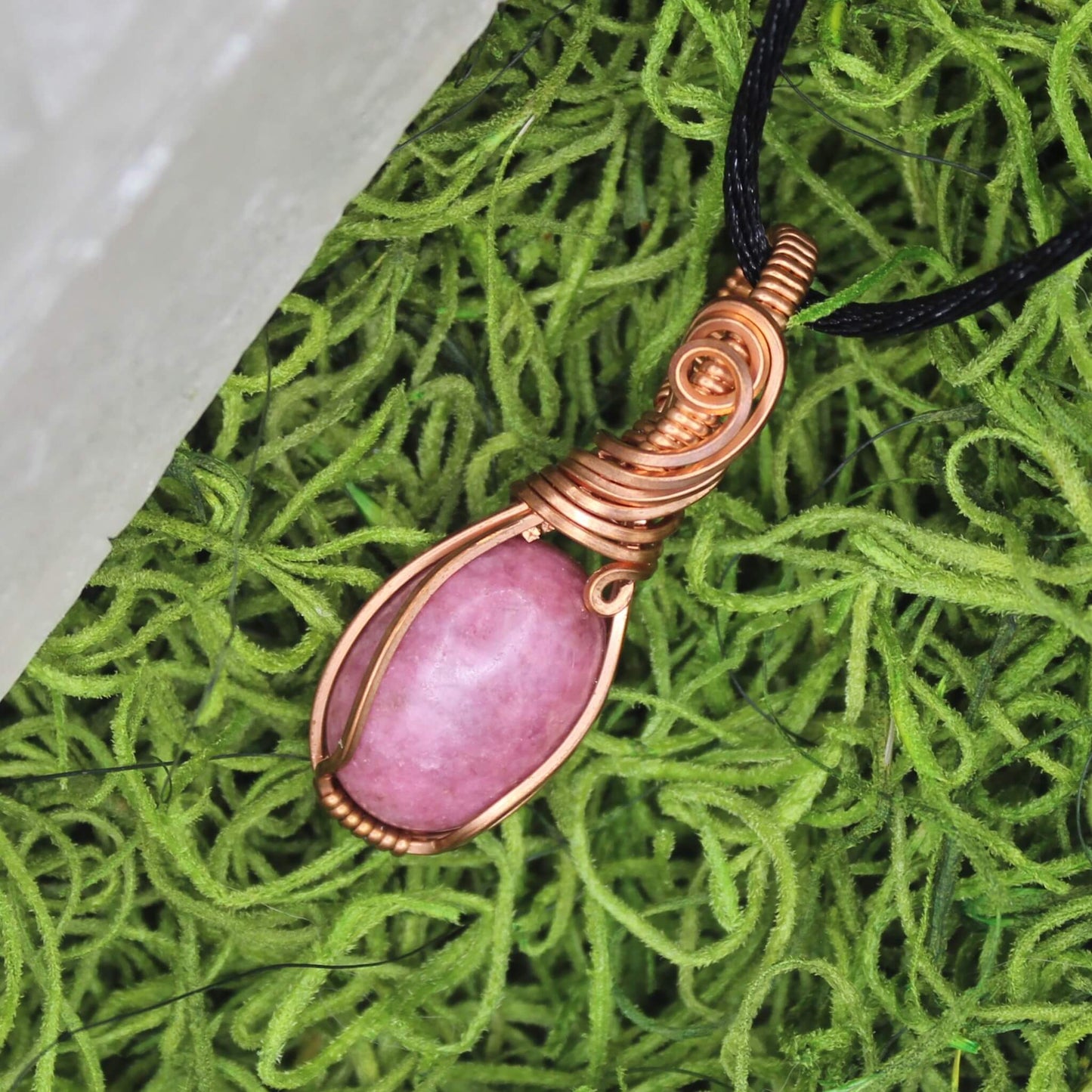 Rhodonite Wire Wrapped in Bare Copper