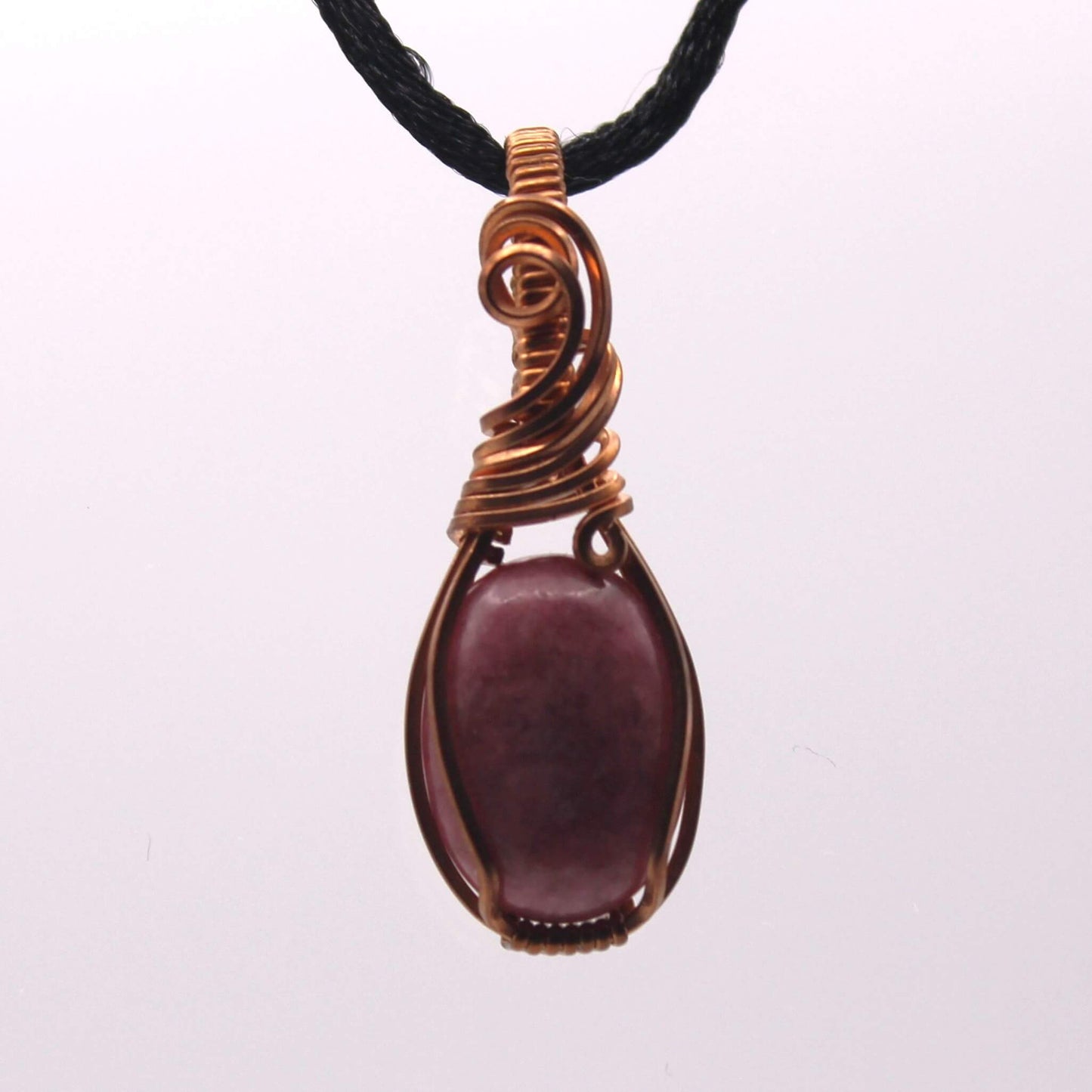 Rhodonite Wire Wrapped in Bare Copper