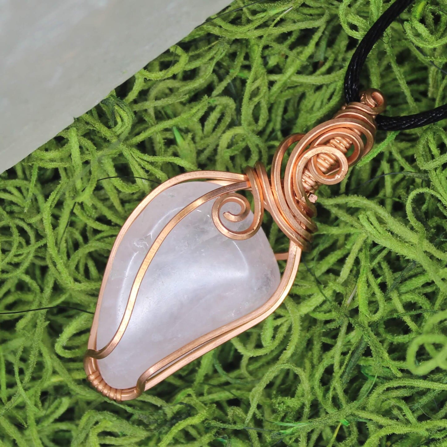 Rose Quartz Wire Wrapped in Bare Copper