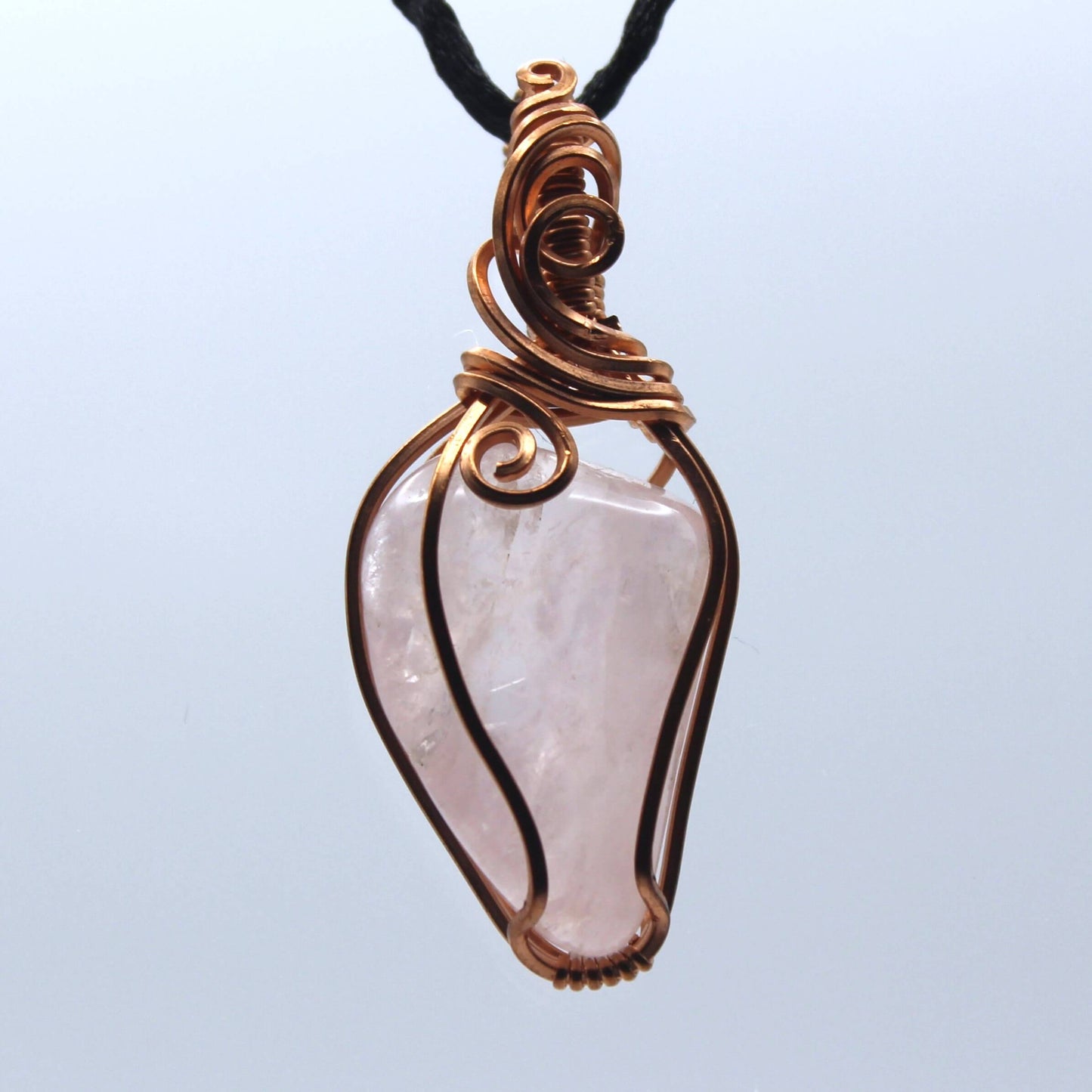 Rose Quartz Wire Wrapped in Bare Copper