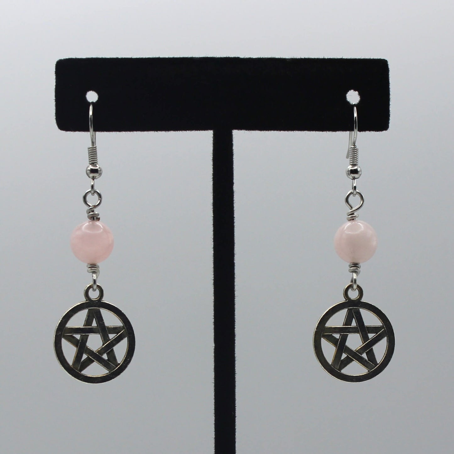 Rose Quartz Pentacle Earrings