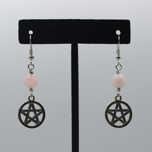 Rose Quartz Pentacle Earrings