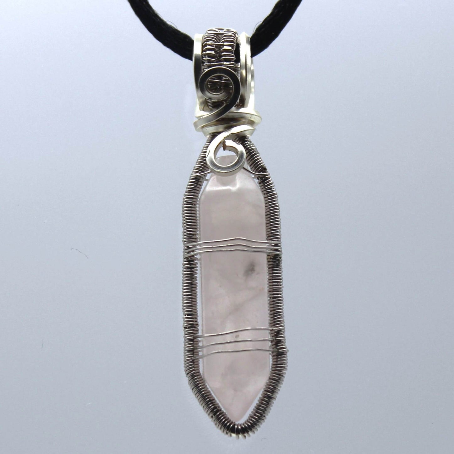 Rose Quartz Point Wire Wrapped in Colored Copper