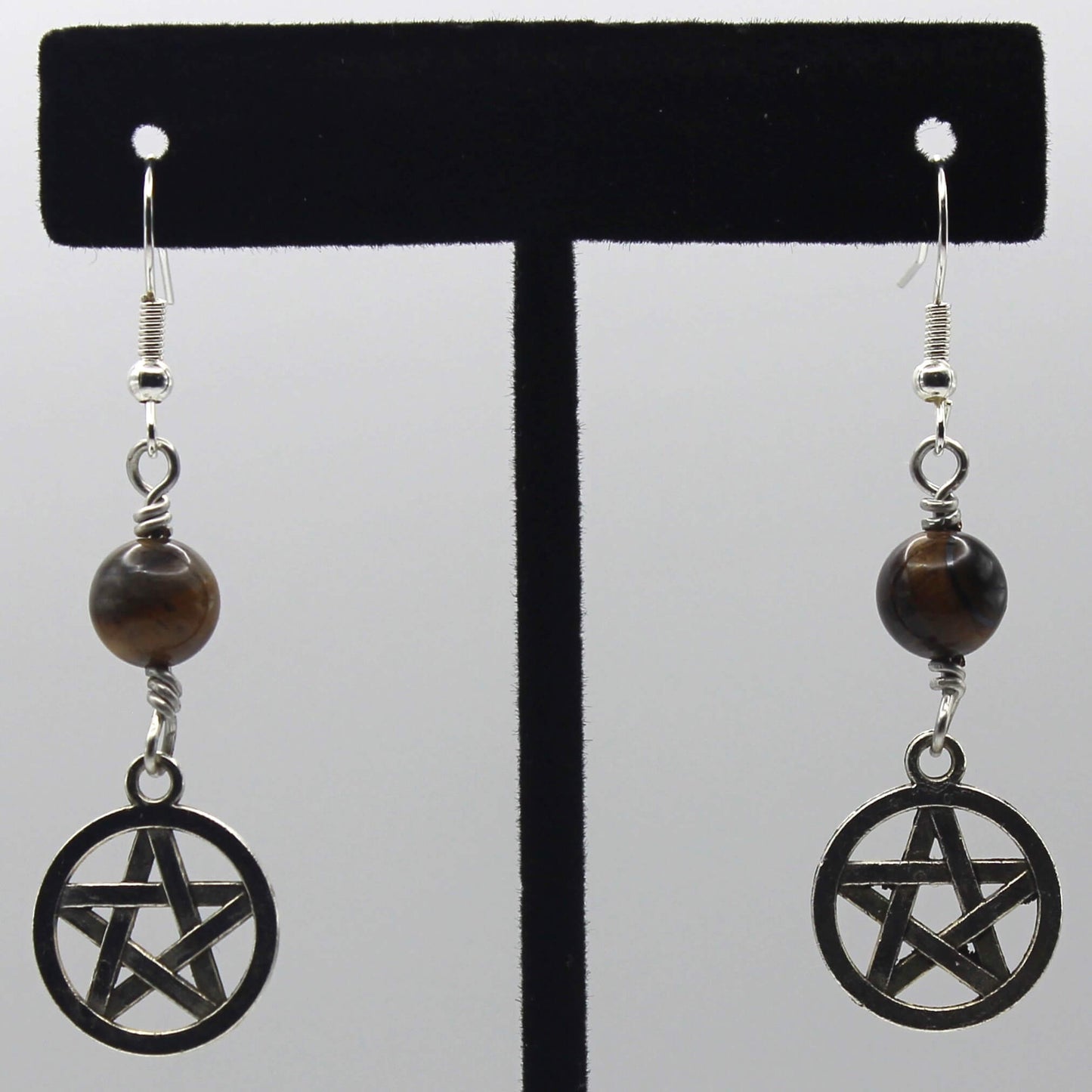 Tiger's Eye Pentacle Earrings